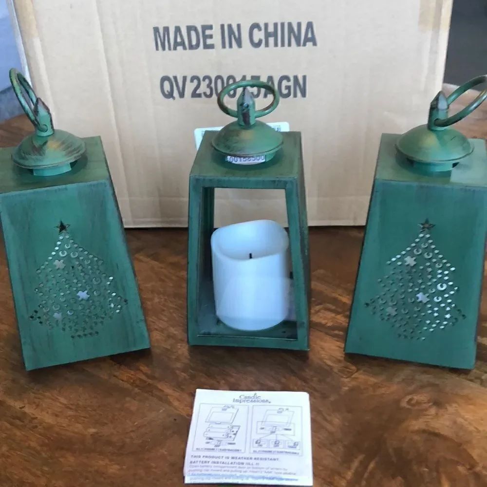 Candle Impressions Holiday Tree resin lanterns set of 3